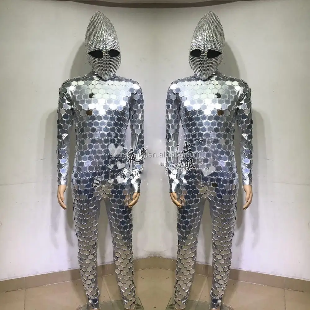 Mirror costume Nightclub Men Women silver stage show futuristic party gogo  DS dance armor future technology warrior clothing - AliExpress