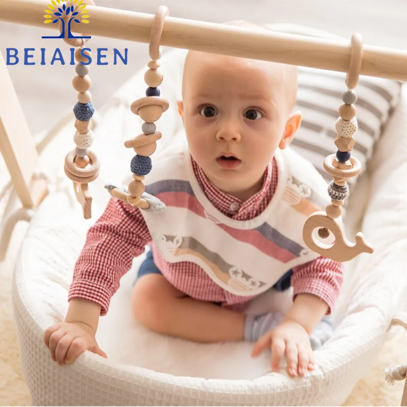 Wooden Foldable Baby Play Gym,Bayson With Hanging Toys Ecofriendly