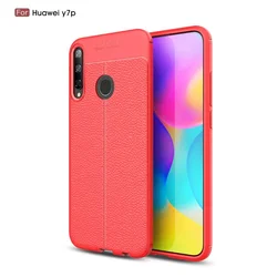 China Factory Made Leather Grain Carbon Fiber Soft TPU Strong Shock Resistance Cellphone Case for Huawei Y7p
