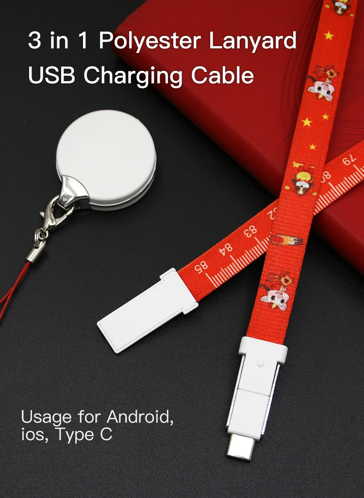 2019 Hot Sale Multifunction Nylon 3 in 1 Lanyard Charging Cable for Mobile Phone - ANKUX.COM