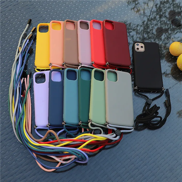 Soft Silicone Necklace Lanyard Back Cover For Iphone 11 Pro Max Phone Case