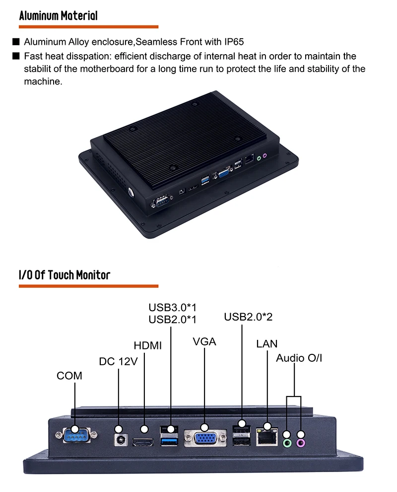 industrial ip65 rugged waterproof fanless touch panel pc