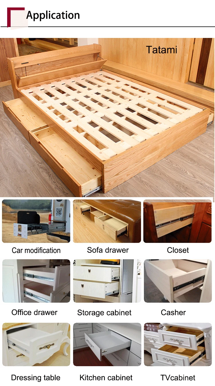 45MM Ordinary  Electrophoresis Tool Box Drawer Slides,Ball Bearing Slide For Furniture Cabinet