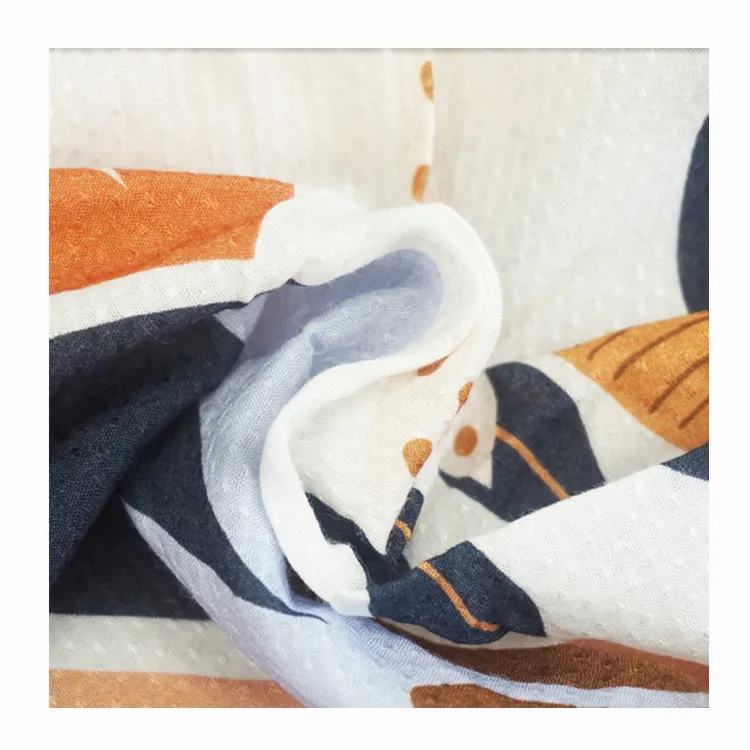 
Woven spot jacquard cotton jacquard bottom large leaf digital permeable printed dress dresses home wear dress fabric women 