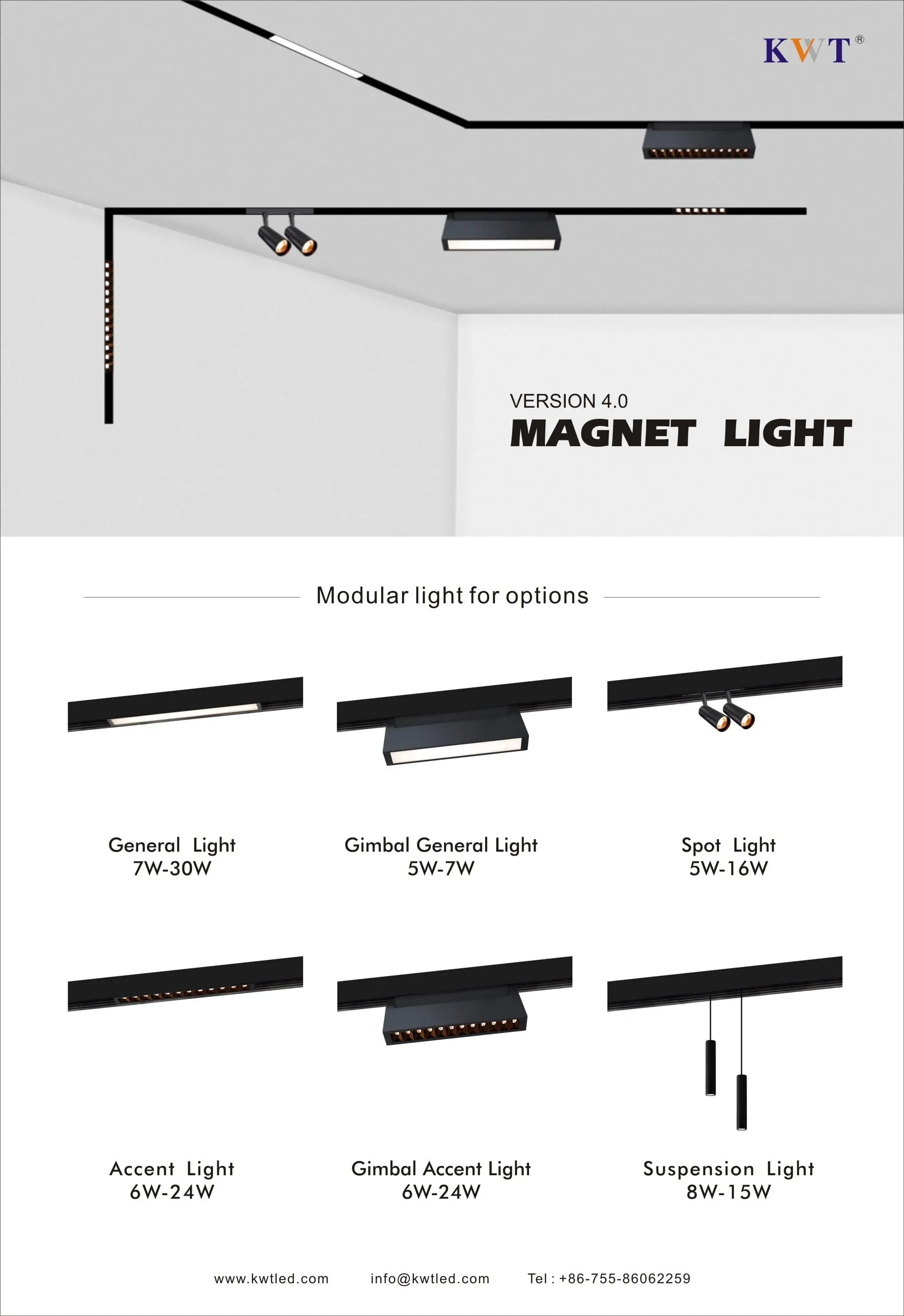 Aluminum dali dimmable magnetic track light high power 30w track rail linear light