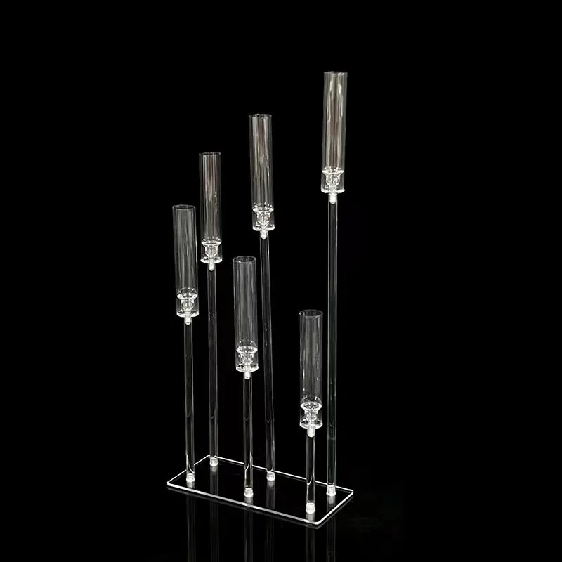 6 Head 98cm Square Clear Acrylic Candler Holder Wedding Table