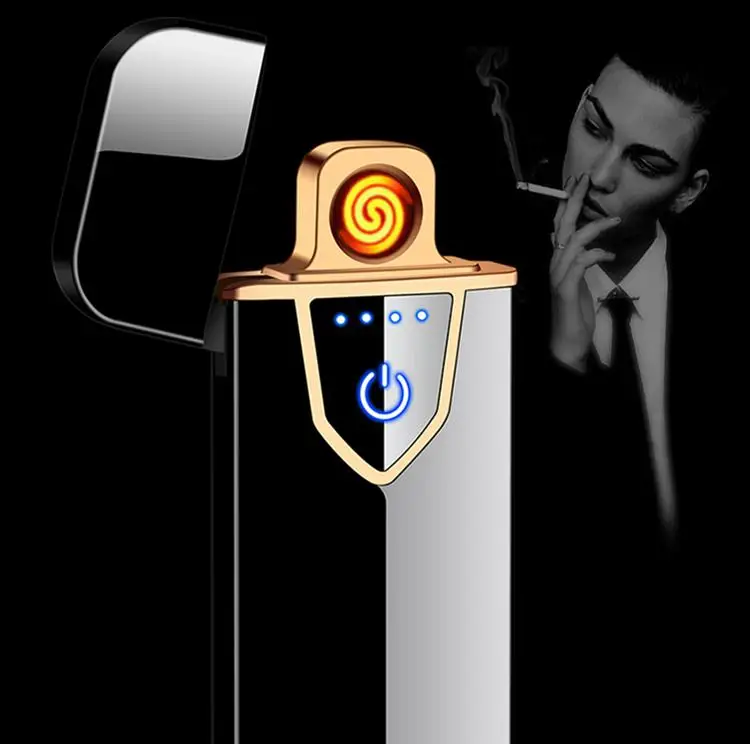 Customized Windproof Metal Flameless USB Rechargeable Electronic Touch Lighter.jpg