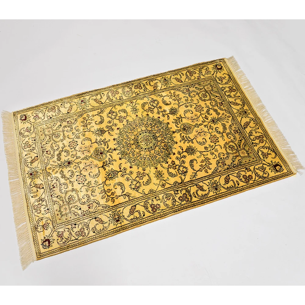5x 4英尺豪华高端丝绸地毯小方形地毯金色地毯波斯
