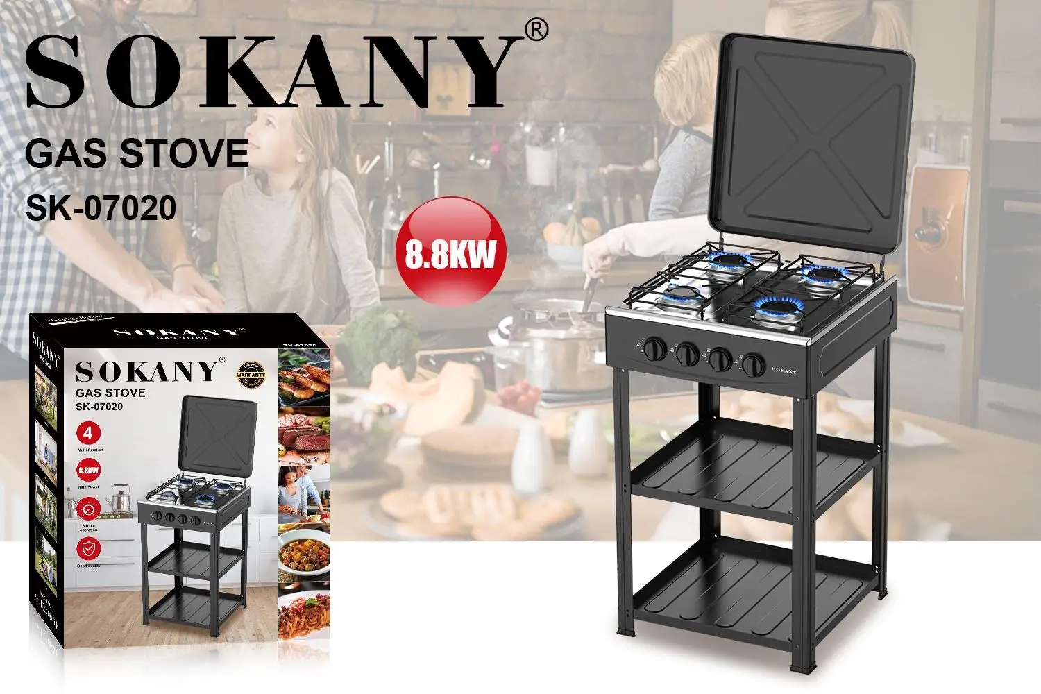 Sokany Generous Surface Suits All Sized Pots And Skillets Gas Cooker ...