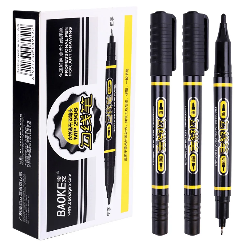 Oil Based Paint Pen Markers For Art Drawing,Black Color Dual Tips Permanent Fabric Marker Non