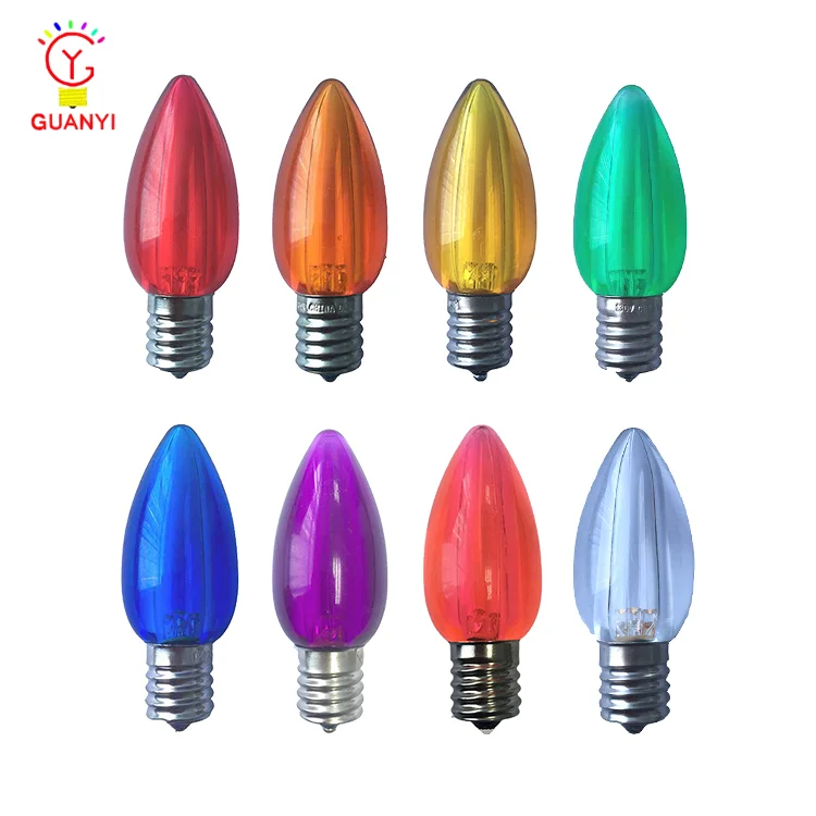 UL holiday lighting E17 C9 LED  Smooth Transparent Replacement Bulb for C9 Christmas String Lights
