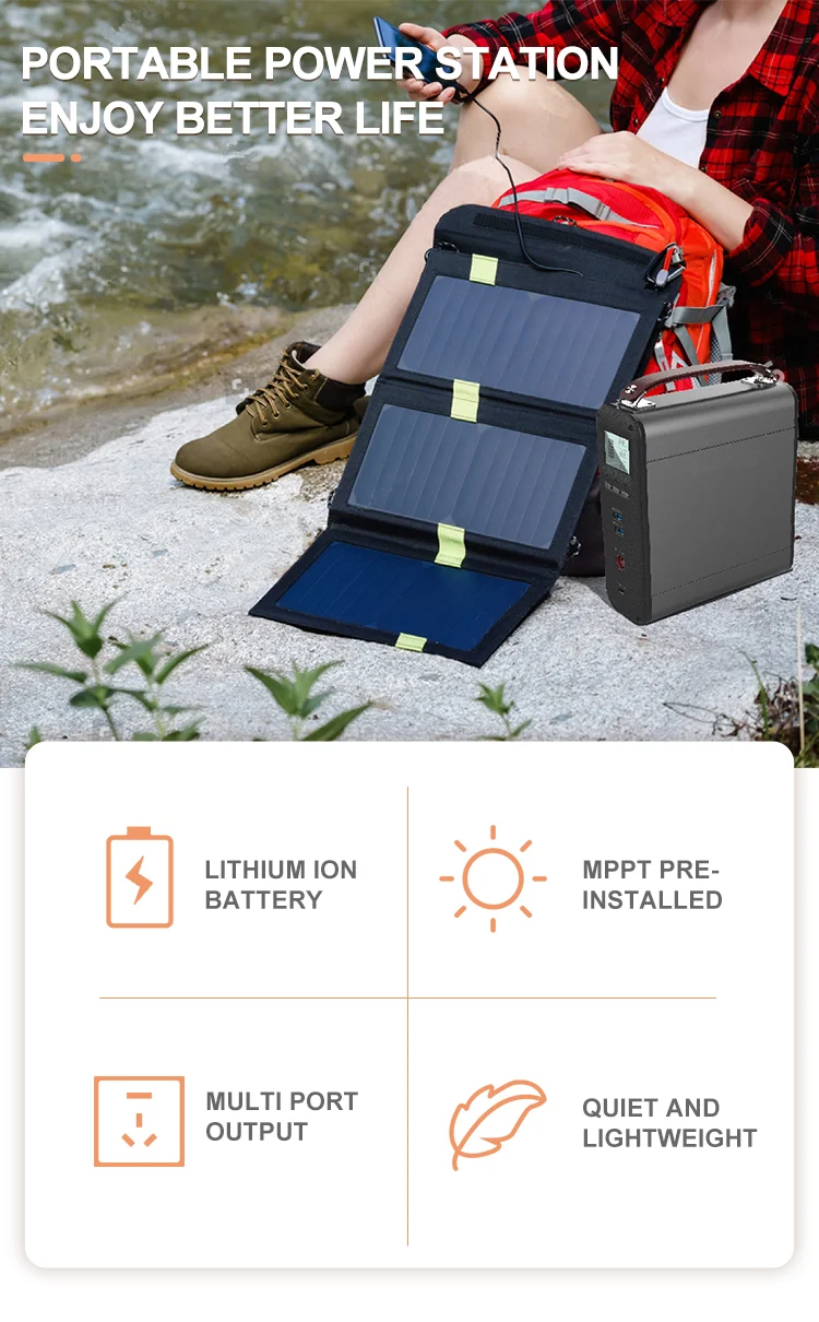 Poweroak High Quality Custom 200Wh 120W Laptop Solar Recharge Portable Generator Power Station