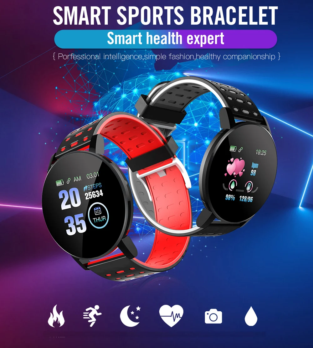 Умные фитнес смарт браслет часы smart watch круглые для Android/IOS купить  по цене 999 ₽ в интернет-магазине KazanExpress