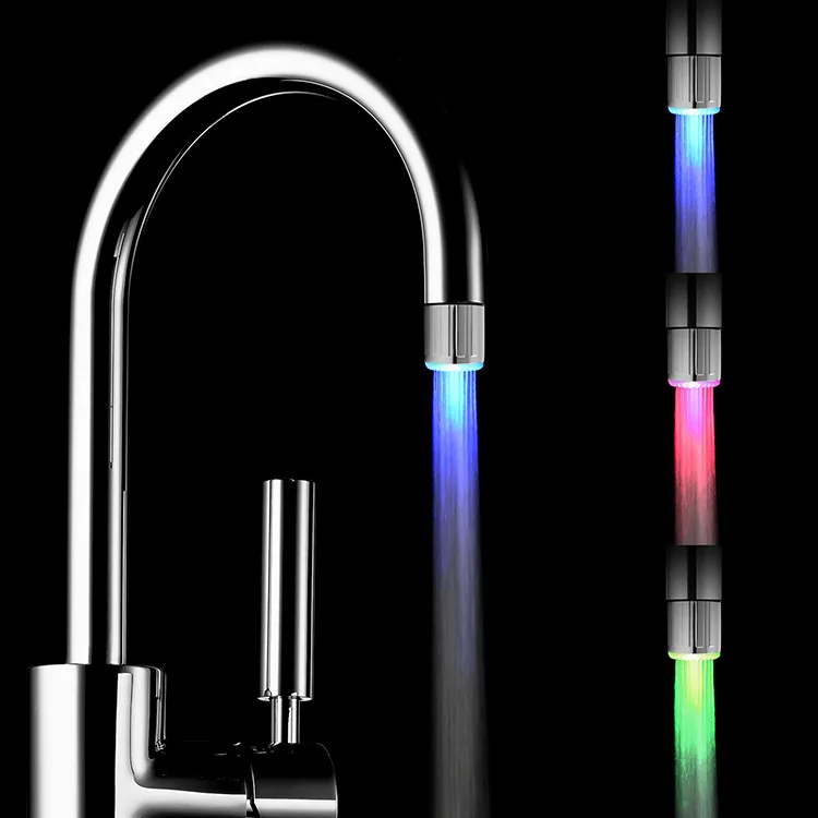 Bathroom Wash Basin Mixer Faucet Glass Waterfall LED Tap Light