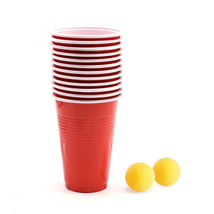 Original Juego De Beber Para Adultos Cerveza Pong Conjunto De 12 Tazas De Plastico Rojo 3 Pelotas De Ping Pong Juegos Juegos De Adultos