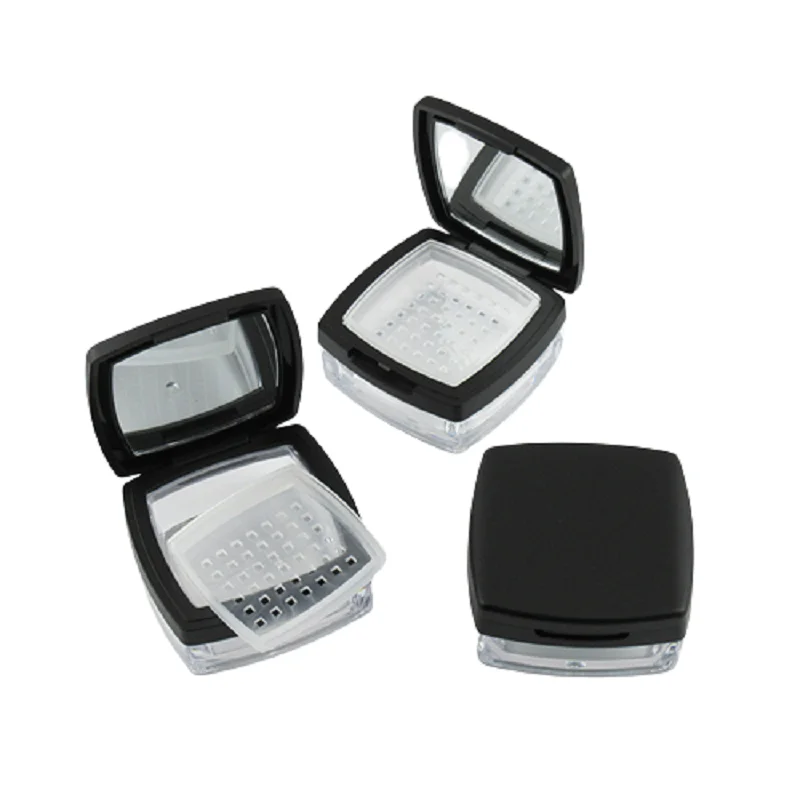 Square Loose Powder Container Matte Black Loose Setting Powder