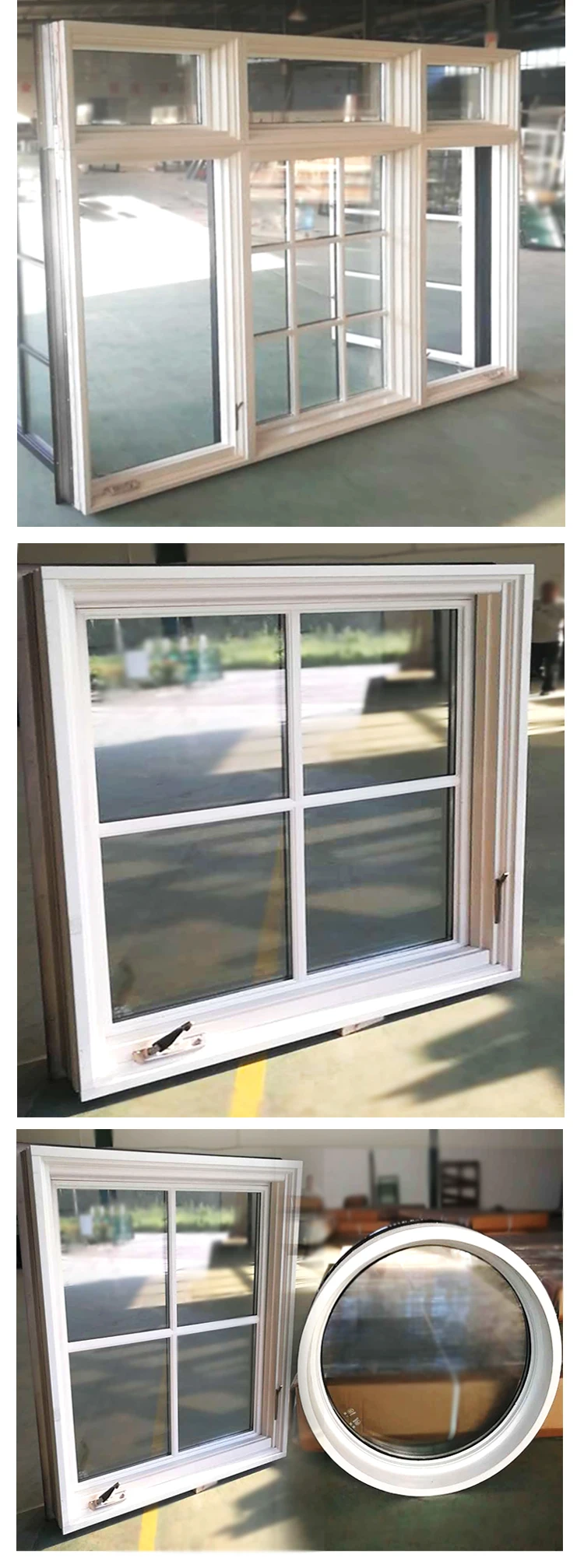 Wholesale Solid Wood Open Outside Large French Swing Crank Type Casement Window with Mosquito Net