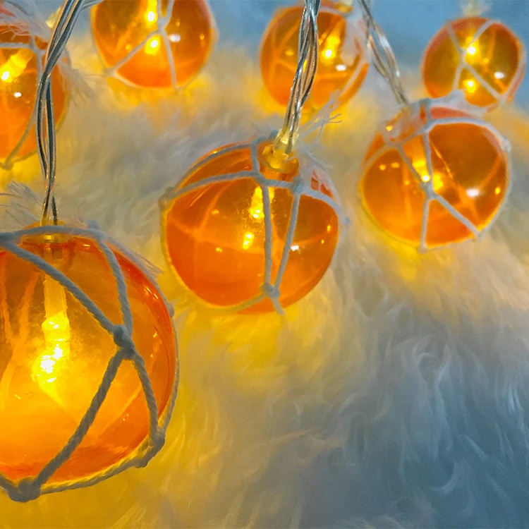 Battery Operated 5CM Orange Ball Serie Light Led String Outdoor Decoration