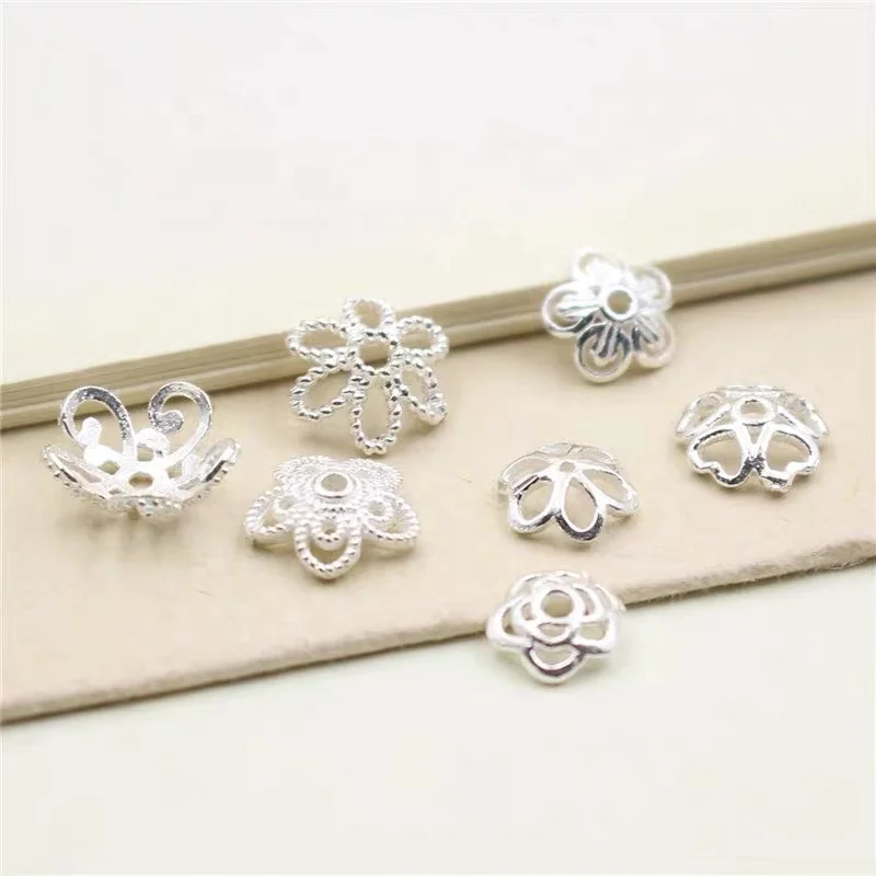 Sterling Silver 925 24k pack size gold plated Round Bead Caps choose bead cap