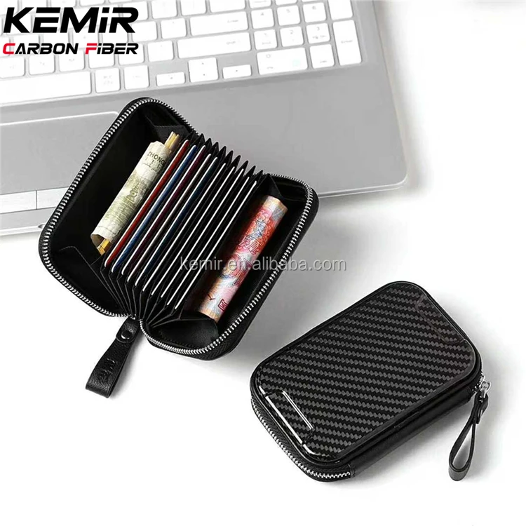 Rfid Blocking Multifunction Real Carbon Fiber Key Card Holder Bag Case