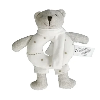 100% cotton baby rattle bear shaped baby hand bell mini bear toy