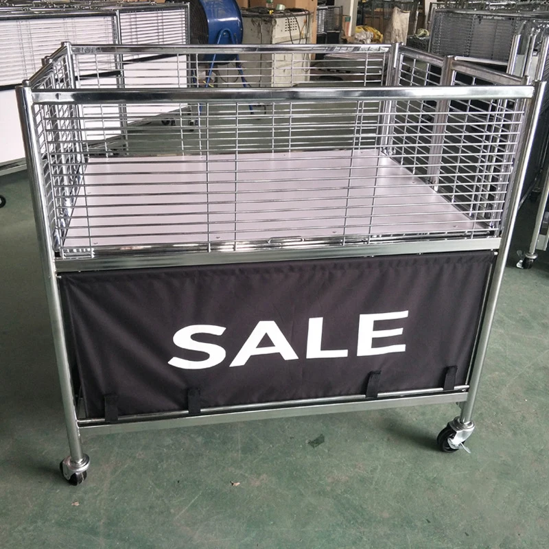 White High Quality Food Promotion Desk Display Sales Foldable Counter Folding Supermarket Table