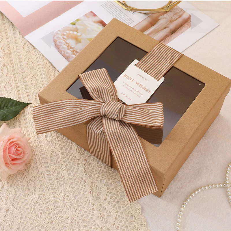Square Ribbon Coffee Mug Gift Box Birthday Gift Packaging Cardboard Lid