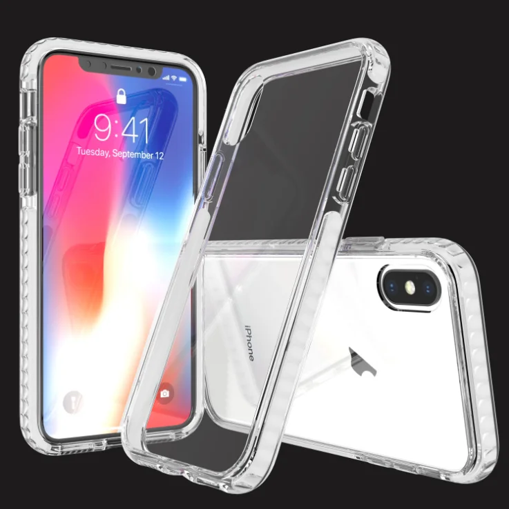 Hybrid Tpe Bumper 2 In 1 Shockproof Clear Pc Back Cover Phone Case