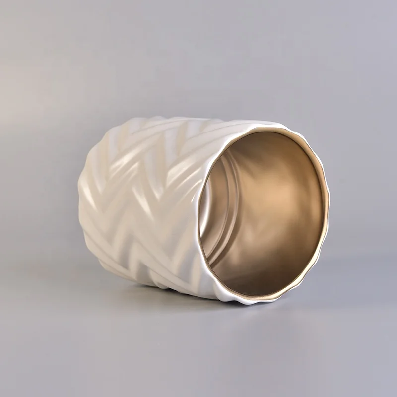 Cylinder electroplating ceramic bowl votive candle vessel customized candle holders wedding centerpieces in bulk