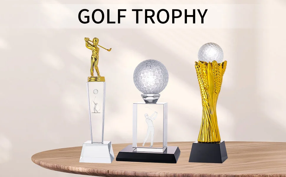 Free Design Eco-friendly Glass Golf Trophy Engraved Trophies for Sports ...