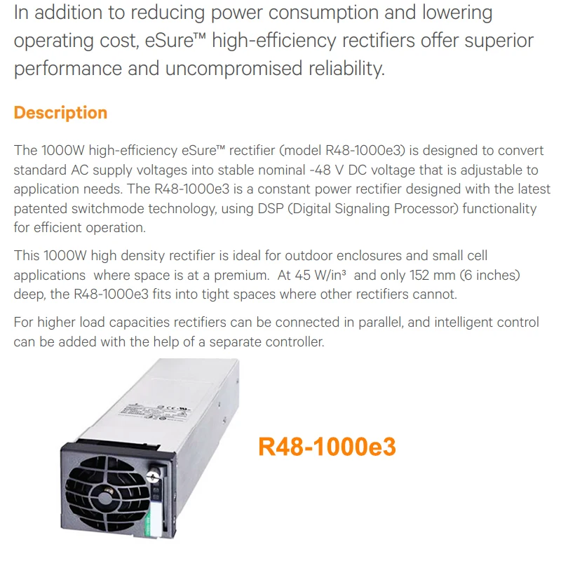 48v 1000w Emerson Vertiv Power Rectifier Module R481000e3 R48