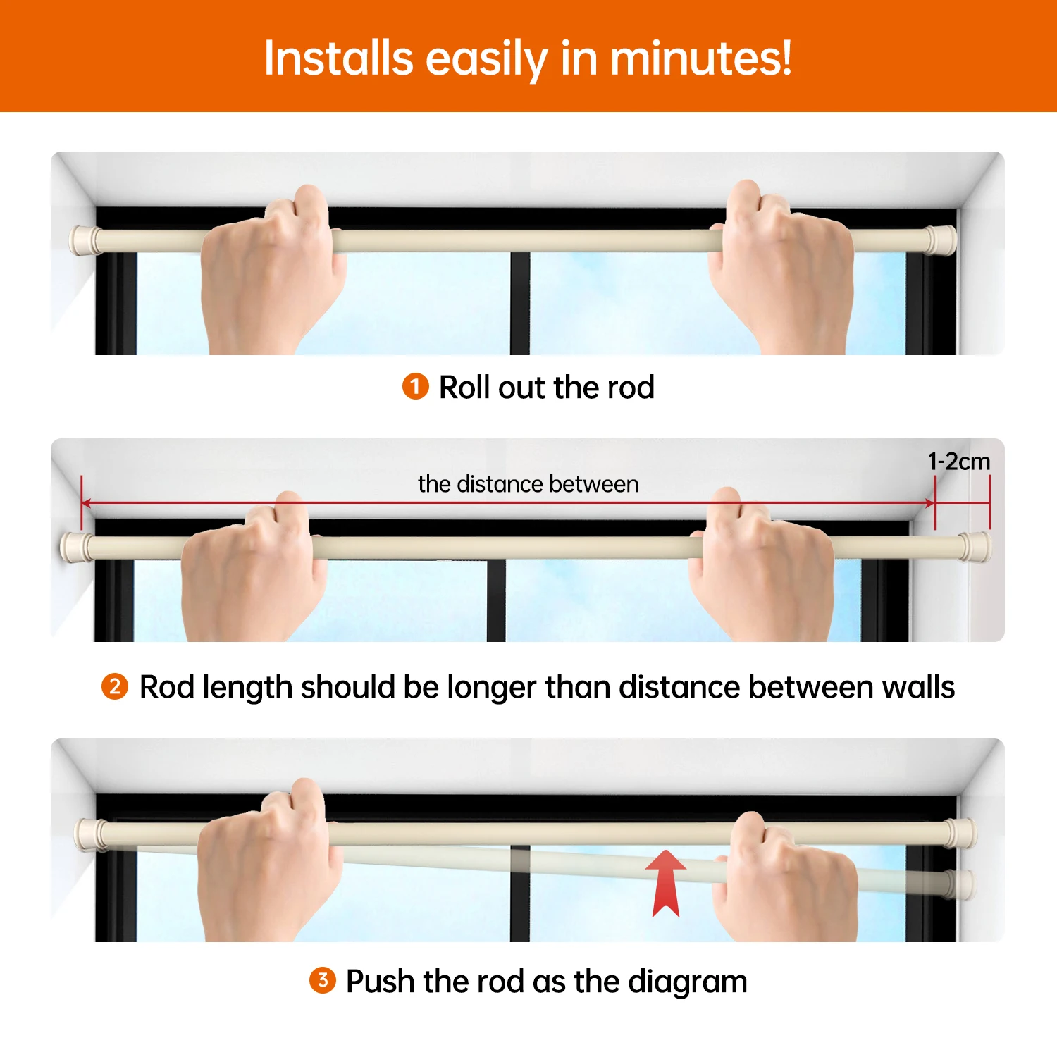 High Quality Metal Oem Shower Curtain Rod Shower Tension Rod Extendable