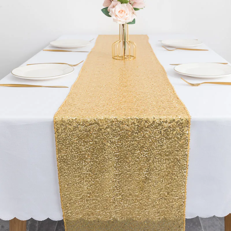 Sequin Gold Table Runner For Wedding Custom Glitter Gold Table Runner ...