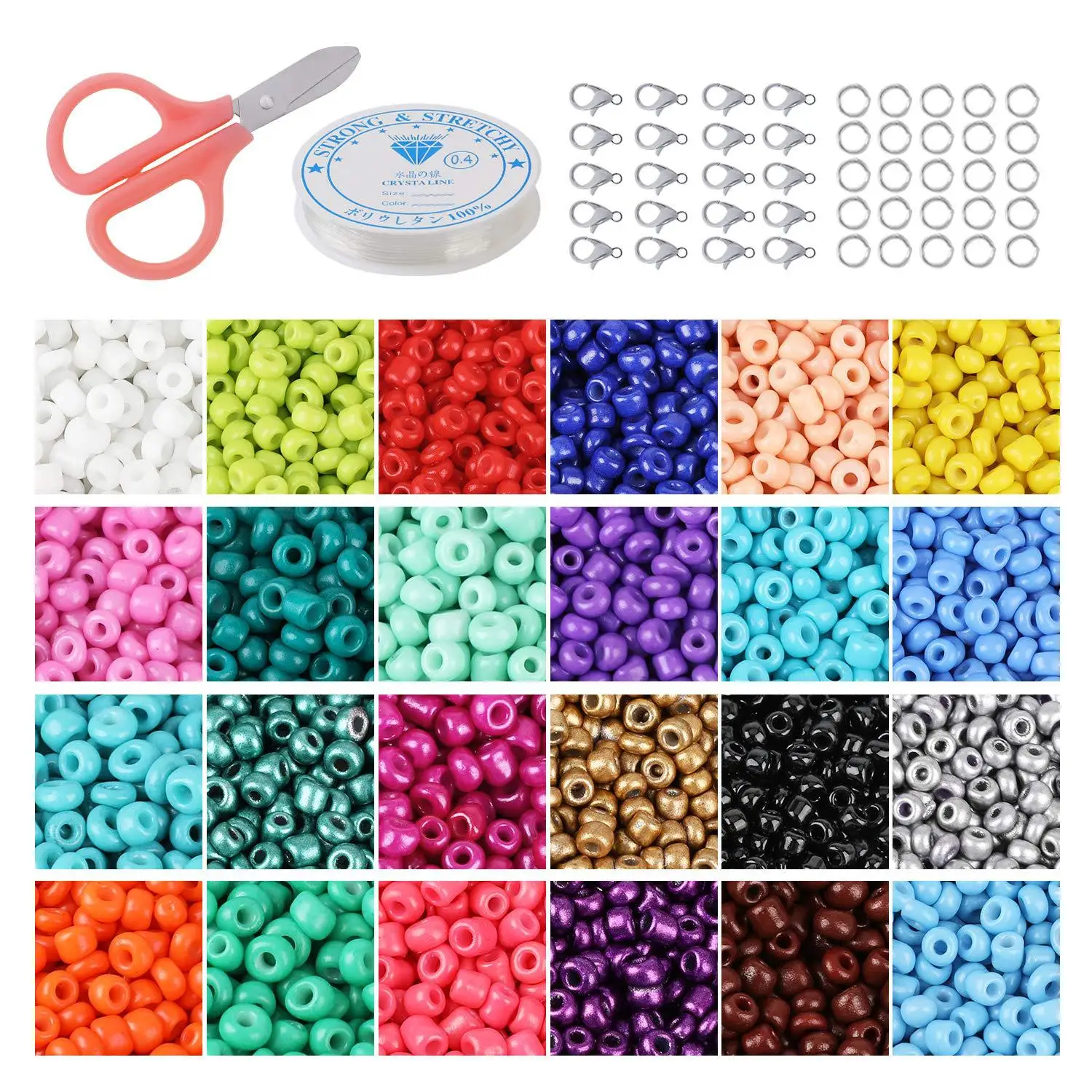 24 Grid Box Package Diy Glass Pony Beads For Jewelry Making Baking ...