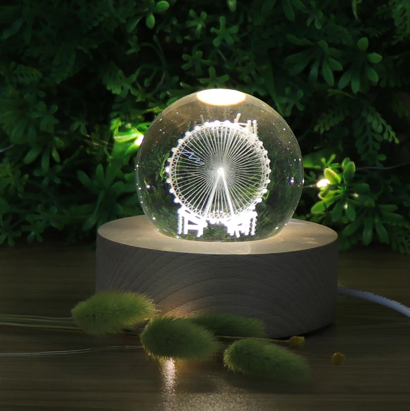 2020 Amazon Hot Sale  Electronic Gift Crystal Ball 3D Night Light With USB Port Led RechargeabLe Moon Lamp