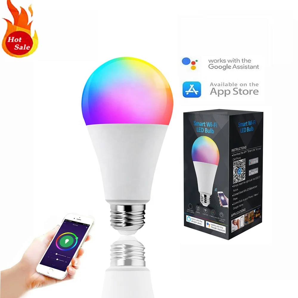 Alexa and Google Home Amazon Hot Sale OEM ODM led bulbs wholesale wifi light bulb 9W WiFi Smart LED Bulb lights RGB Lamp