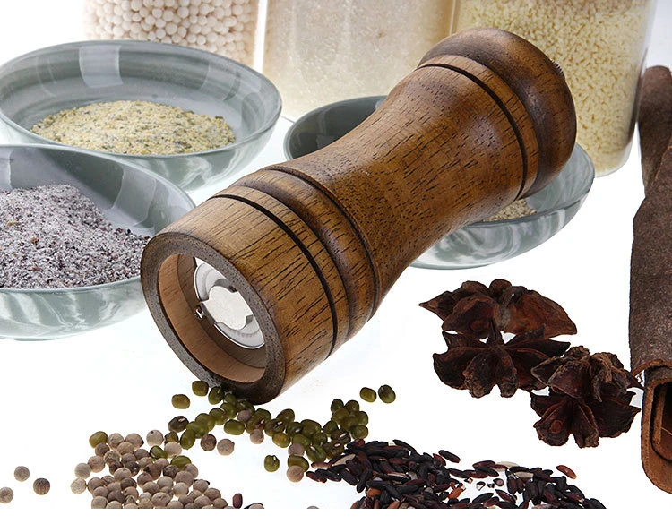Wholesale Handmade Manual Wood Spice Salt Shaker Premium Wooden Salt/Pepper Grinder&Wooden Pepper Mill