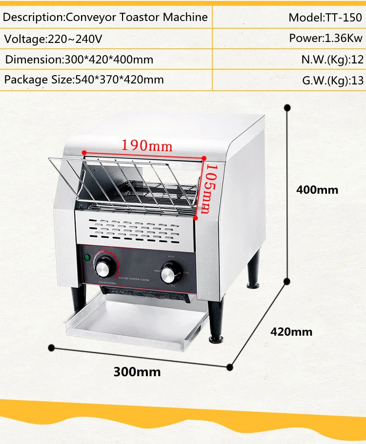 Commercial Professional Conveyor Toaster Machine Breakfast Toaster