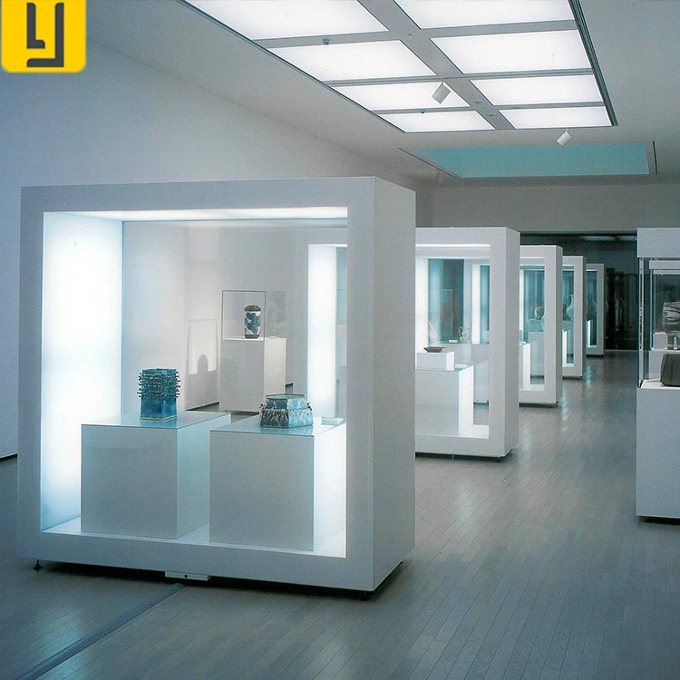 Ceramic Craft Display Showcase Design Museum Display Plinth with Illuminated Cabinet