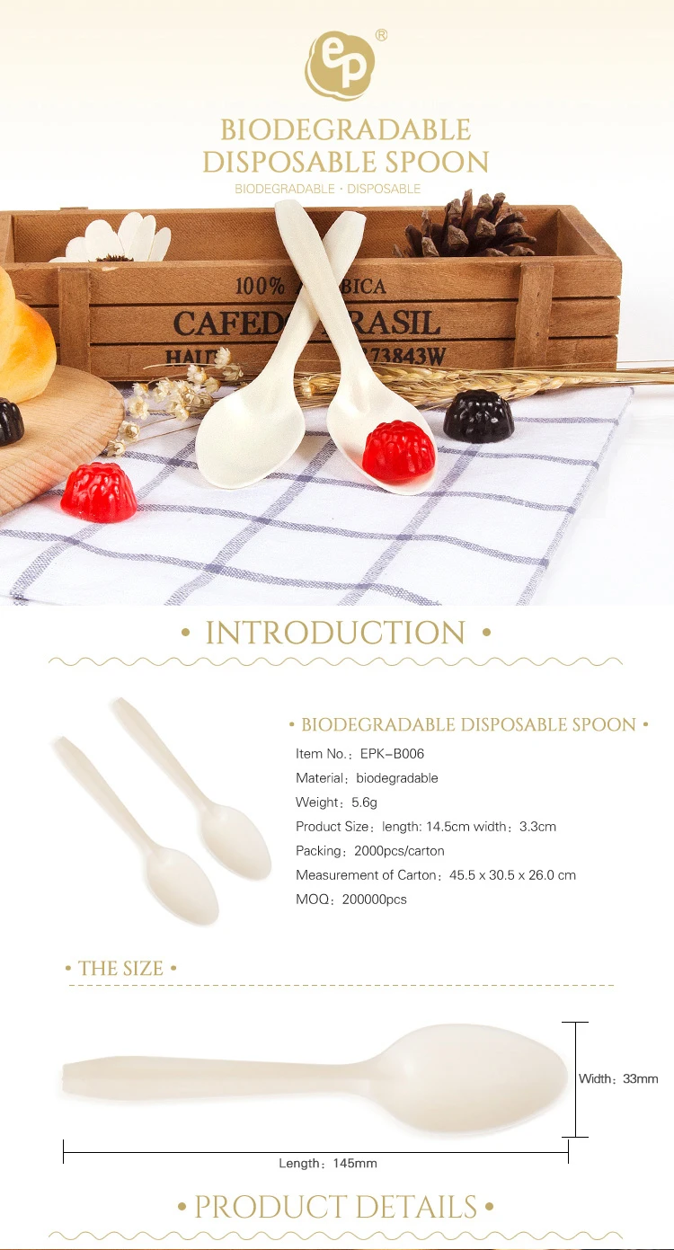 Inflight disposable cutlery nature plastic chinese soup spoon for sale