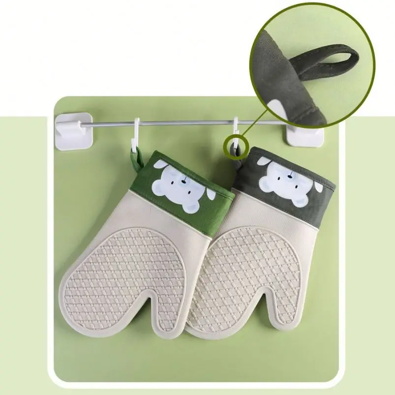 OEM ODM New Silicone Cotton Cloth Gloves Twill Double Microwave Oven Heatproof Gloves Kitchen Baking BBQ Heat Insulation Mitts supplier