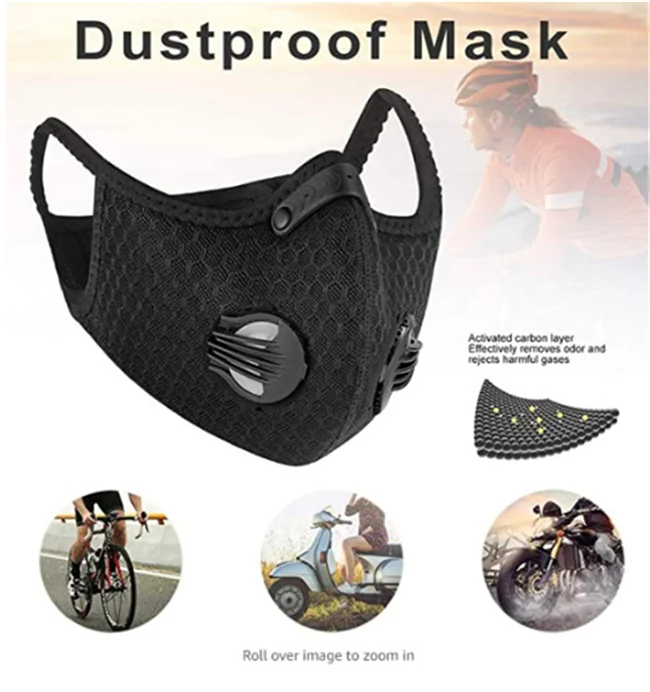 Dust maskes with Filter 2 Valves,Replaceable Activated Carbon Filters Maskes Sports Face Maskes for Running, Cycling, Motorbikes - KingCare | KingCare.net