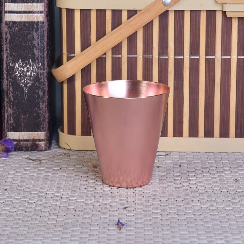 Luxury Electroplating Pink Metal Candle Jars Metal holders for Wedding Decor in bulk