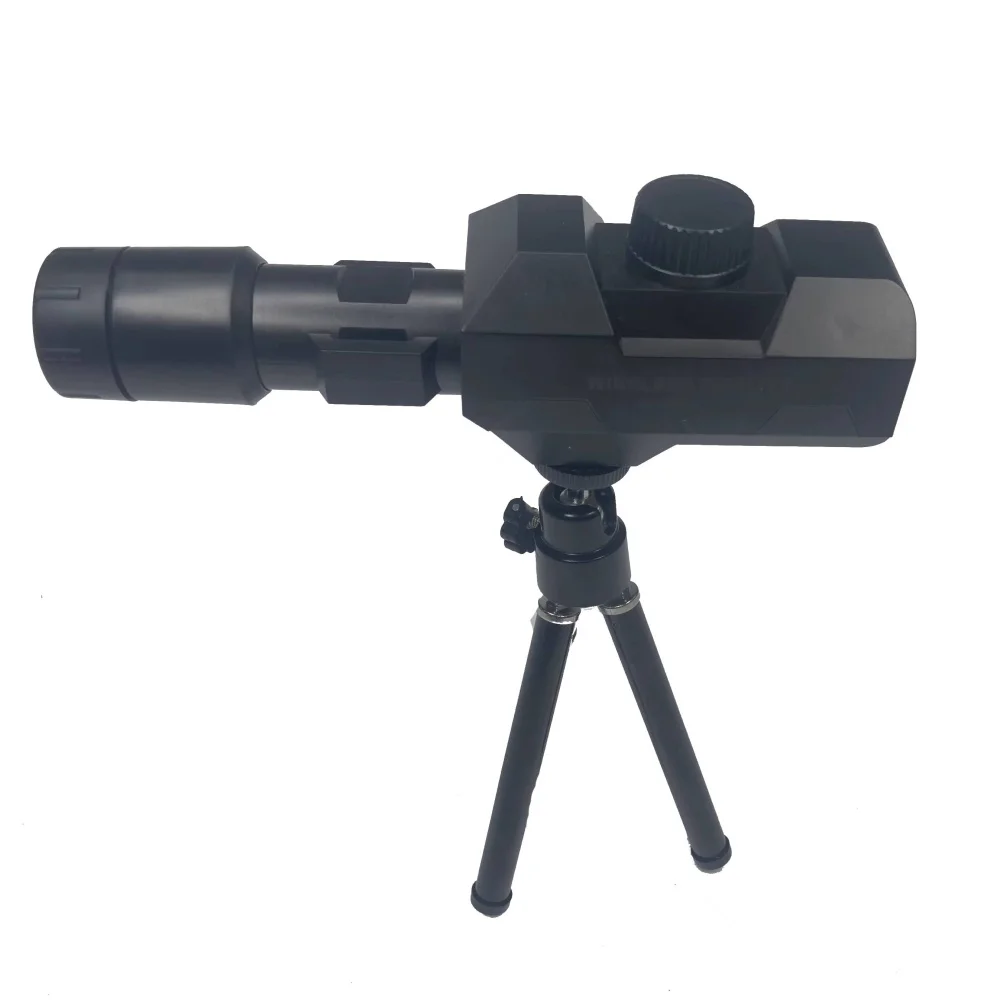 Professional bridge camera with extended zoom lens and tripod mount