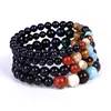Planetary Sky Blue Sandstone Moon Stone Crystal Natural Stone Beads Galaxy Planets Solar System chakra Bracelet Bangle