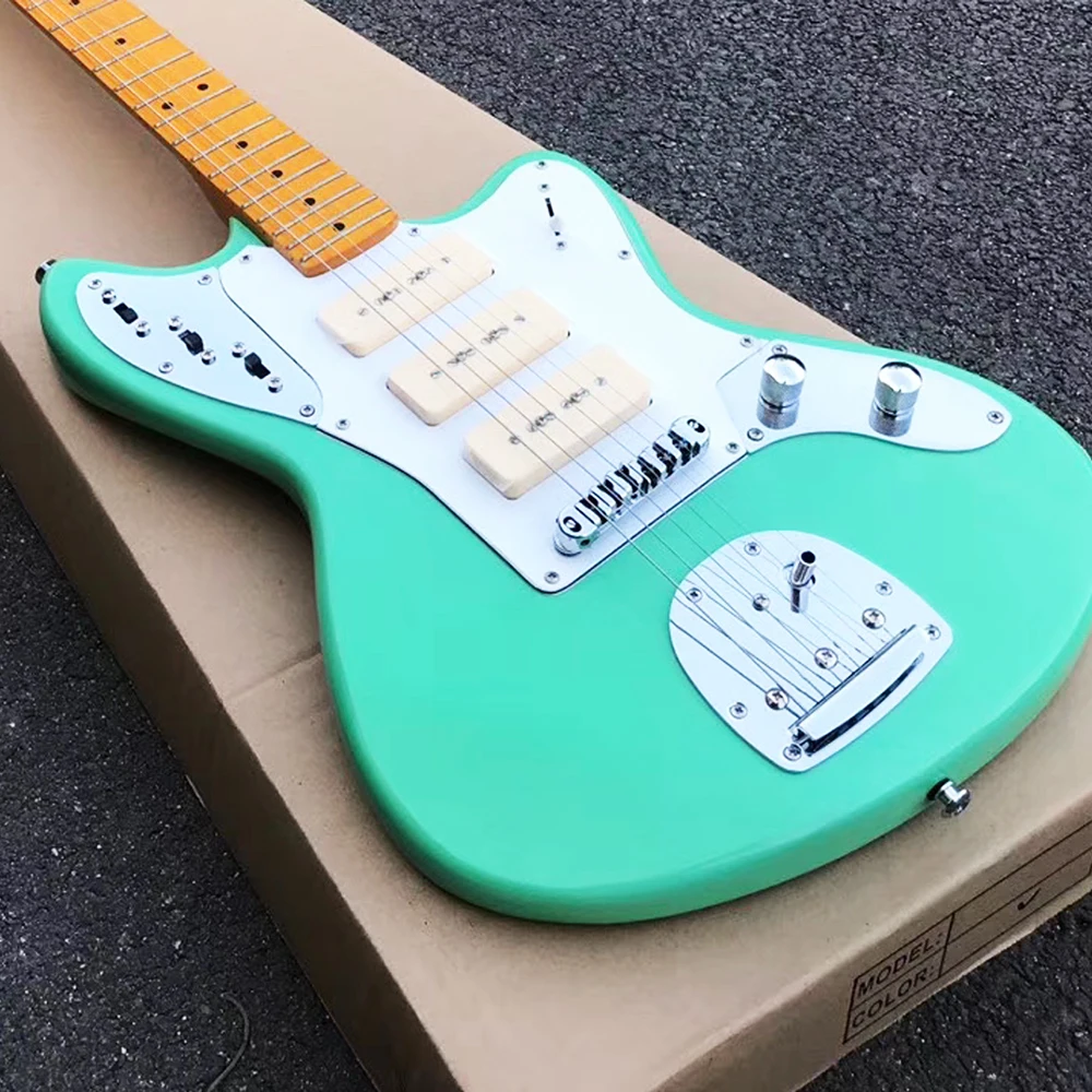 Custom Shop Jaguars Type Slivery Hardware Black Guardplate With White