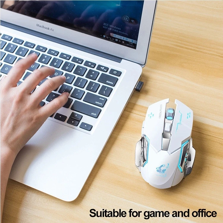 Free Wolf X8 Gaming Wireless Mouse - Luminous & Rechargeable
