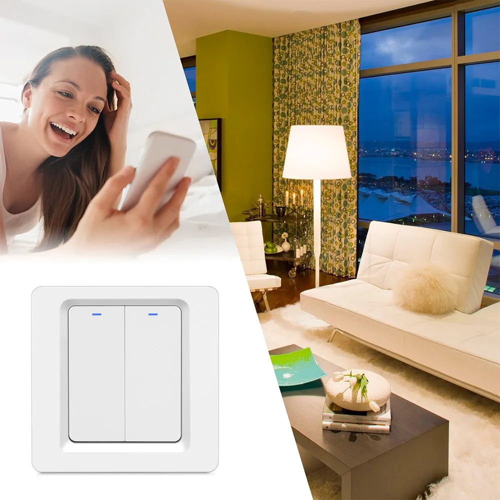 European standard smart zigbee switch single firewire 2 gang push button smart switch - ANKUX.COM