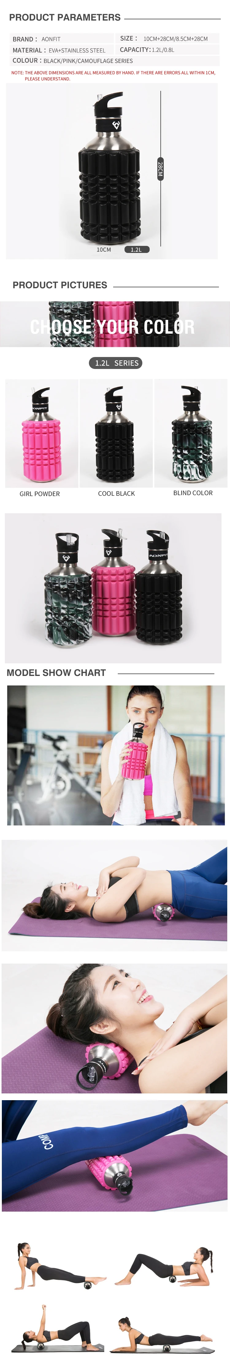 Aonfit Custom Massage Water Bottle Foam Roller Bottle Water Bottle Foam