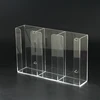 clear acrylic plastic wall mounting glove box dispenser with triple pockets
